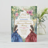 Prinzessin Mis Quince von Twin Blue und Rot Dress Einladung (Stehend Vorderseite)