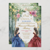 Prinzessin Mis Quince von Twin Blue und Rot Dress Einladung (Vorne/Hinten)