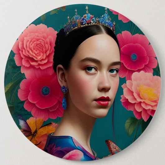 Prinzessin mit blauem Tiara Button (Vorderseite)