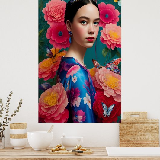 Prinzessin mit blauem Tiara Poster (Küche)