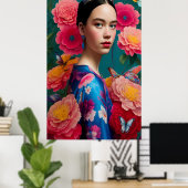 Prinzessin mit blauem Tiara Poster (Heimbüro)