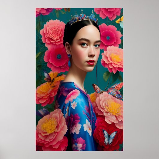 Prinzessin mit blauem Tiara Poster (Vorne)