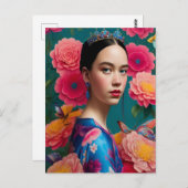 Prinzessin mit blauem Tiara Postkarte (Vorne/Hinten)