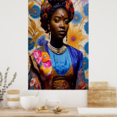 Prinzessin mit Blumenkopfschal Poster (Küche)
