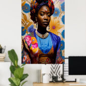 Prinzessin mit Blumenkopfschal Poster (Heimbüro)