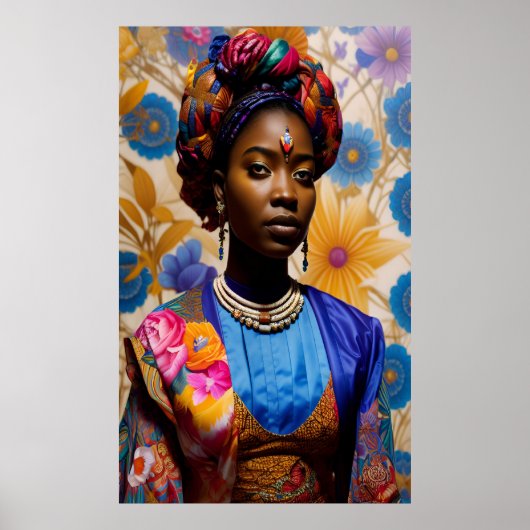 Prinzessin mit Blumenkopfschal Poster (Vorne)
