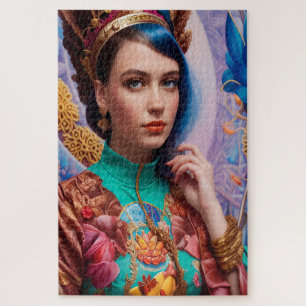 Prinzessin mit dekorativer aquamariner Ausstattung Puzzle
