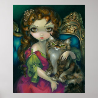 Prinzessin mit einem Maine Coon Cat ART PRINT Roko Poster
