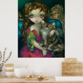Prinzessin mit einem Maine Coon Cat ART PRINT Roko Poster (Küche)