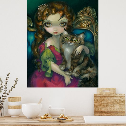 Prinzessin mit einem Maine Coon Cat ART PRINT Roko Poster (Küche)