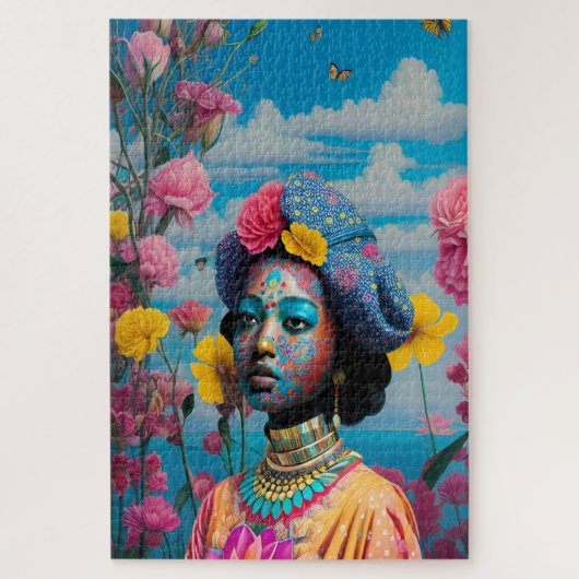 Prinzessin mit farbiger Gesichtsfarbe Puzzle (Vertikal)