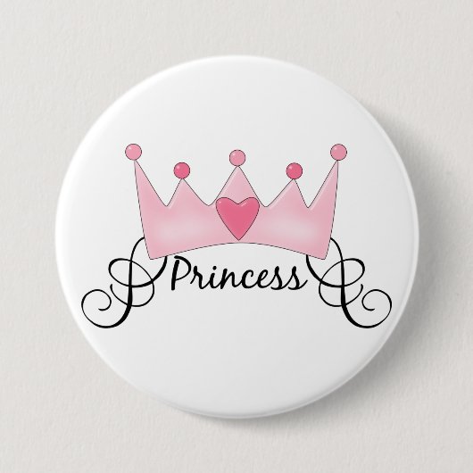Prinzessin mit Krone - individuell einstellbar Button (Vorderseite)