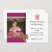 Prinzessin mit Kronen und Party Foto Einladung (Vorne/Hinten)