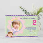 Prinzessin mit kundenspezifischem Foto-Party laden Einladung (Stehend Vorderseite)