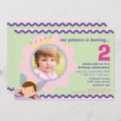 Prinzessin mit kundenspezifischem Foto-Party laden Einladung (Vorne/Hinten)