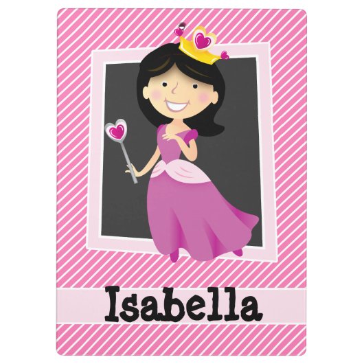 Prinzessin mit Lila Kleid; Rosa und weiße Streifen Klemmbrett (Rückseite)