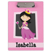 Prinzessin mit Lila Kleid; Rosa und weiße Streifen Klemmbrett (Vorderseite)
