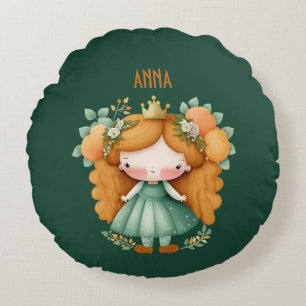 Prinzessin mit Orangen und Blume Rundes Kissen