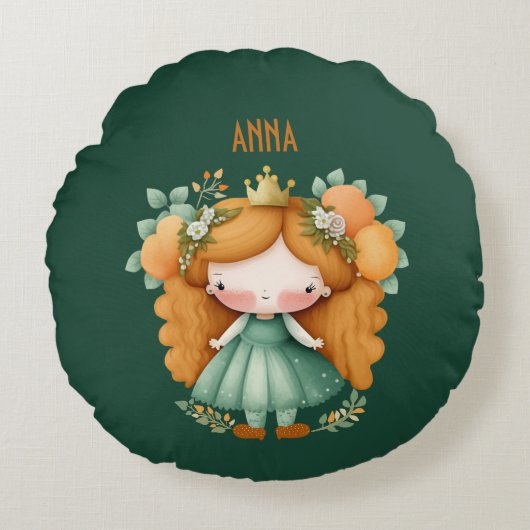 Prinzessin mit Orangen und Blume Rundes Kissen (Vorderseite)