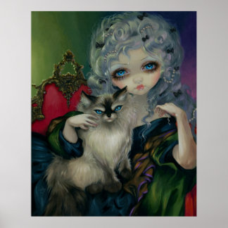 Prinzessin mit Ragdoll Cat ART PRINT Rokoko Poster