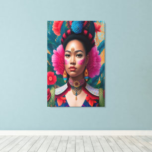 Prinzessin mit rosa Blume Leinwanddruck