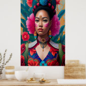 Prinzessin mit rosa Blume Poster (Küche)