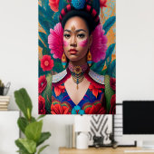 Prinzessin mit rosa Blume Poster (Heimbüro)