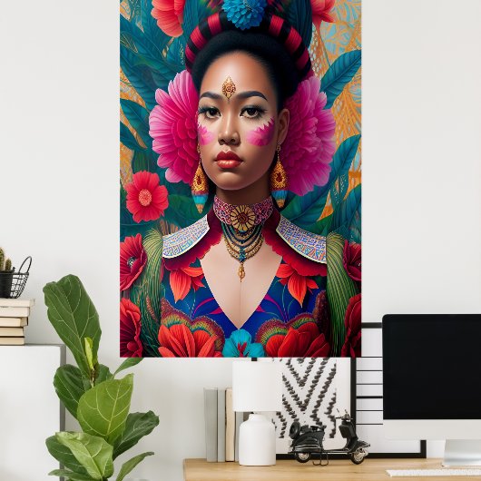 Prinzessin mit rosa Blume Poster (Heimbüro)