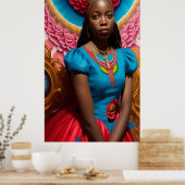 Prinzessin mit rosa und blauen Kleidern Poster (Küche)