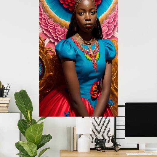 Prinzessin mit rosa und blauen Kleidern Poster (Heimbüro)