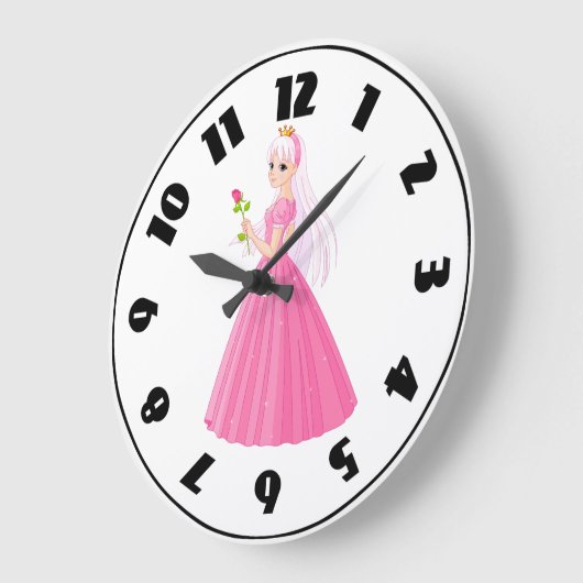 Prinzessin mit Rose Große Wanduhr (Winkel)