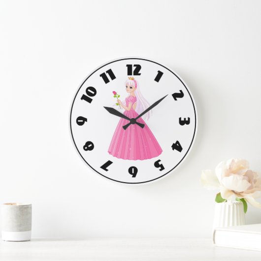 Prinzessin mit Rose Große Wanduhr (Zuhause)