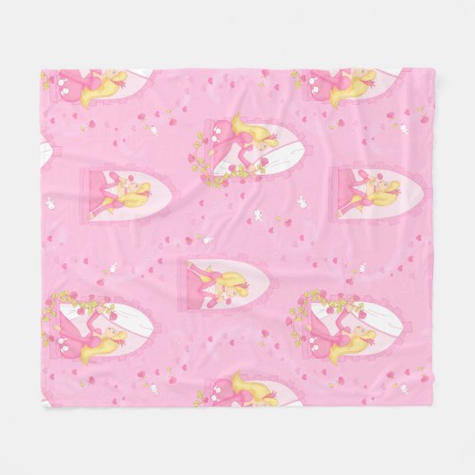 Prinzessin mit Rosen Fleecedecke (Vorderseite (Horizontal))