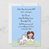 Prinzessin mit Rotem Haar und Niedlichem Einhorn z Einladung (Rückseite)