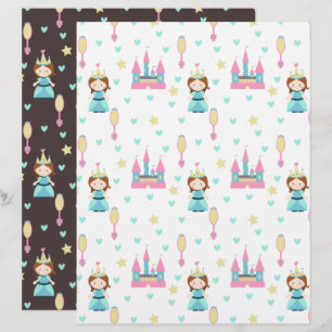 Prinzessin mit Schloss und Spiegel Scrapbook Papie