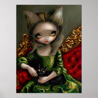 Prinzessin mit schwarzkatzengotischem Rokoko Kunst Poster