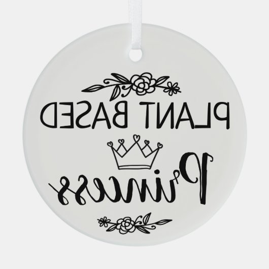 Prinzessin mit veganer Pflanze Ornament Aus Glas (Rückseite)