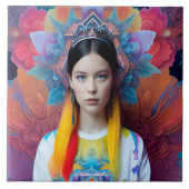 Prinzessin mit weißem Pullover Fliese (Vorderseite)