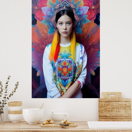 Prinzessin mit weißem Pullover Poster (Küche)