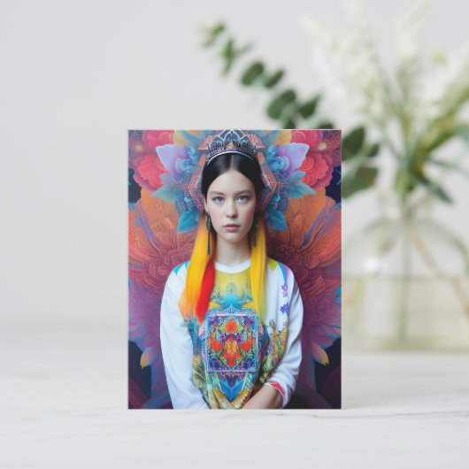 Prinzessin mit weißem Pullover Postkarte (Stehend Vorderseite)