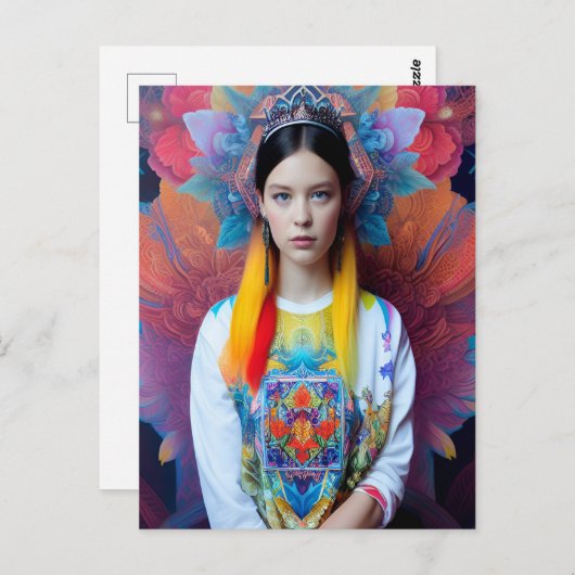 Prinzessin mit weißem Pullover Postkarte (Vorne/Hinten)