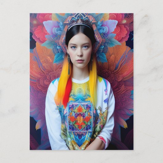 Prinzessin mit weißem Pullover Postkarte (Vorderseite)