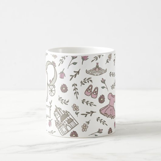 Prinzessin Muster Rosa Monogramm Kaffeetasse (Mittel)