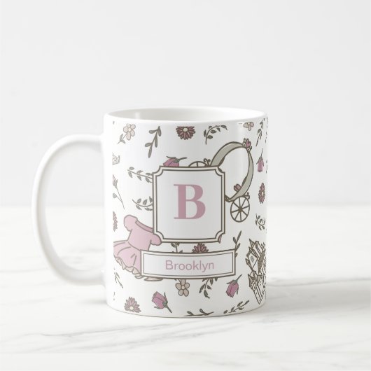 Prinzessin Muster Rosa Monogramm Kaffeetasse (Links)