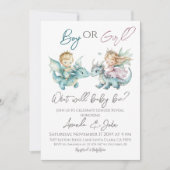 Prinzessin oder Prince Blue Pink Gender Reveal Einladung (Vorderseite)