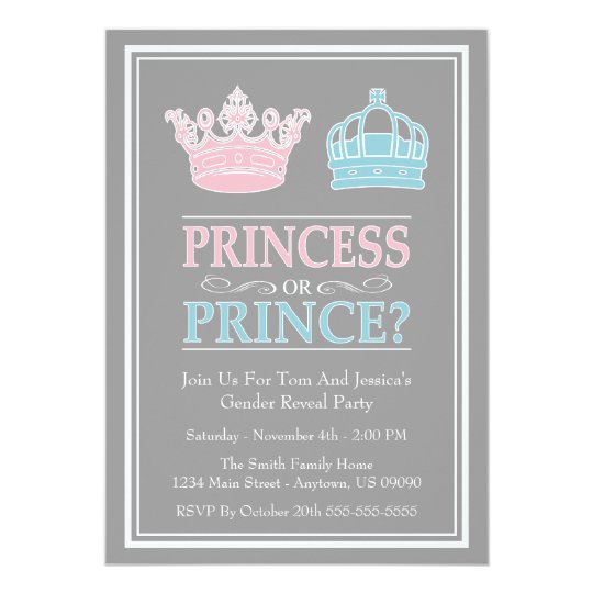 Prinzessin Oder Prinz Gender Reveal Party Einladung Zazzle De