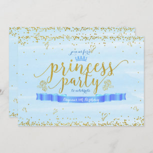 Prinzessin Party Gold u. blaue Foto-Einladungen Einladung