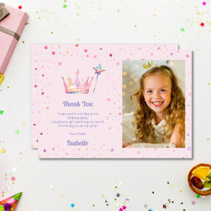 Prinzessin Pastell Rosa Mädchen Geburtstagsfeier F Dankeskarte