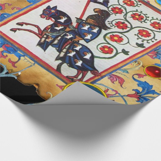 PRINZESSIN PENTHESILEA UND BLAUER RITTER ZU PFERD GESCHENKPAPIER (Ecke)