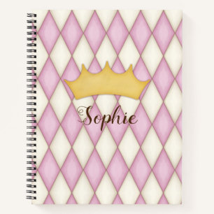 Prinzessin Personalisierter Name Rosa Diamant Karo Notizblock